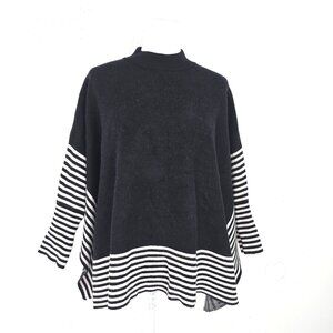 Patricia Luca Milano Black White Sweater Oversized Cape Knit Women One Size Mod